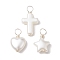 Acrylic Pendant, with Copper Wire, Cross/Heart/Star, Platinum, 16.5~21.5x4.5~5.5x10.5~12mm, Hole: 4mm, 3pcs/set