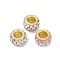 Alloy Rhinestone Clay Pave Beads, Rondelle, Flamingo, 11.5x6.5mm, Hole: 5mm