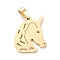 304 Stainless Steel Pendants, Laser Cut, Unicorn, Golden, 20x15x1mm, Hole: 5x3mm