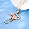 304 Stainless Steel Hot Pearl Enamel Constellation Planet Pendant Necklaces, with Crystal Rhinestone, Golden, Taurus, 15.94 inch(40.5cm)