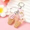 Resin & Acrylic & Faux Suede Tassel Keychain, with Alloy Clasp and Iron Rings, Letter W, 9.5cm