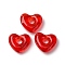 Handmade Lampwork Beads, Large Hole Beads, Heart, Red, 14x15x5mm, Hole: 4mm