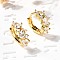 Brass Hoop Earrings, with Clear Cubic Zirconia, Real 18K Gold Plated, Oval, 15x5.5x14.5mm