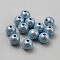 Matte Spray Painted Acrylic Beads, Round, Light Blue, 8mm, Hole: 1.6mm