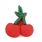 Opaque Resin Cabochos, Imitation Fruit, Cherry Pattern, 23x20x6.5mm