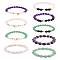 9Pcs 3 Colors Round Natural Gemstone Beads Stretch Bracelets, with Shell Beads , Inner Diameter: 2-1/4 inch(5.6cm), 3colors