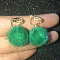 Alloy Polyester Clip-on Earrings, Round, Golden, Medium Spring Green, 28x15mm