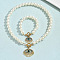 Alloy Rhinestone & Imitation Pearl Bracelets & Necklaces Sets, Evil Eye, White, Necklaces: 19.49 inch(49.5cm)