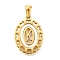 Golden 304 Stainless Steel Pendants, with Shell, Hollow Oval with Heart, Letter K, 23x16.5x2mm, Hole: 5.5x3mm