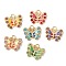 Alloy Enamel & Rhinestone Pendants, Light Gold, Cadmium Free & Nickel Free & Lead Free, Butterfly Charm, Mixed Color, 17x19.5x3.5mm, Hole: 2.5mm
