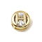 Brass Micro Pave Cubic Zirconia European Beads, Flat Round with Letter, Real 18K Gold Plated, Letter H, 10x6.5mm, Hole: 5x3mm