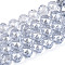 Electroplate Transparent Glass Round Beads Strands, Faceted, Light Steel Blue, 7.5~8.5x7~7.5mm, Hole: 1.2~1.6mm, about 25~26pcs/strand, 6.89~7.48''(17.5~19cm)
