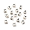 20Pcs Porcelain Beads, Square with Letter, Letter P, 8.5x8.5x8.5mm, Hole: 1.6mm