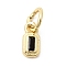 Brass Cubic Zirconia Charms, Rectangle Charms, Cadmium Free & Lead Free, Real 18K Gold Plated, Long-Lasting Plated, Black, 7.5x4x2mm, Hole: 3mm