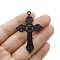 Alloy Pendants, Cross Charms, Black, 57x38mm