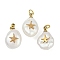 Natural Keshi Pearl Pendants, Teardrop Charms with 316 Stainless Steel Slices, Ion Plating(IP), Real 18K Gold Plated, Floral White, Starfish, 15~18x10~12x6~7mm, Hole: 2.8mm