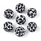 Cow Stripe Print Pattern Resin Rhinestone Round Beads, with Acrylic Inside, Bubblegum Beads for Beadable Pens, Keychains, Jewelry and Crafts, Black, 20mm, Hole: 2.8mm