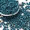 Baking Paint Glass Seed Beads, Metallic Colours, Peanut, Steel Blue, 6x3.5x3mm, Hole: 1mm, about 4500pcs/pound