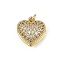 Brass Micro Pave Cubic Zirconia Pendants, with ABS Imitation Pearl, Heart Charms, Cadmium Free & Lead Free, Rack Plating, Long-Lasting Plated, with Jump Ring, Real 18K Gold Plated, 15x14x9mm, Hole: 3mm