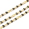 Brass Figaro Chains, Soldered, with Enamel, Rack Plating, Long-Lasting Plated, Lead Free & Cadmium Free, with Spool, Real 18K Gold Plated, Black, Link: 4.5x3x1mm and 6x2.5x1mm