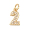 Brass Micro Pave Clear Cubic Zirconia Charms, Number, Long-Lasting Plated, Cadmium Free & Lead Free, Rack Plating, with Jump Ring, Real 18K Gold Plated, 12x7x1.8mm, Hole: 3.4mm
