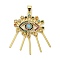 Brass Micro Pave Cubic Zirconia Pendants, Evil Eye Charms, Real 18K Gold Plated, 37.5x24.5x3mm, Hole: 4x3mm