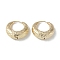 Texture Ring Brass Stud Earrings for Women, Real 18K Gold Plated, 22.5x10mm