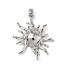Brass Pendants, Sun Charm, Platinum, 30.5x25x5.5mm, Hole: 4x2.5mm