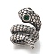 S925 Sterling Silver Cubic Zirconia European Beads, Spirit Snake, Large Hole Bead, Snake, 10.5x7.5mm, Hole: 4.5mm