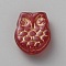 Handmade Lampwork Beads, Owl, rose gold Metal Enlaced, Crimson, 18.5x15x6mm, Hole: 1mm