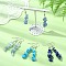 Natural Kyanite & Aquamarine & Lapis Lazuli,  Synthetic Turquoise Chip Dangle Earrings Set for Women, Platinum, 45~46x7~11mm, 4pairs/set
