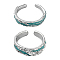 2Pcs 2 Styles Brass Open Cuff Rings for Women, Platinum, 4.5~6mm, Inner Diameter: Adjustable, 1pc/style