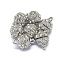Rack Plating Alloy Magnetic Clasps with Loops, N45 Grade Strong Magnet, with Grade A Rhinestone, Long-Lasting Plated, Round, Real Platinum Plated, 15~16x10~11mm, Hole: 1.6mm