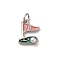 Brass Enamel Charms, with ABS Imitation Pearl, Golf 18th Hole Charm, with Jump Ring, Cadmium Free & Lead Free, Rack Plating, Long-Lasting Plated, Platinum, 14x10x4mm, Hole: 3.5mm