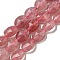 Natural Strawberry Quartz Beads Strands, Faceted, Flat Oval, 10x8x5mm, Hole: 1mm, about 38pcs/strand, 15.04''(38.2cm)