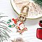 Christmas Alloy Enamel Pendant Decorations, with Alloy Swivel Clasps, for Keychain, Purse, Backpack Ornament, Golden, Christmas Wreath, 60mm, pendant: 23~25mm