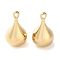 304 Stainless Steel Pendants, Teardrop Charm, Real 14K Gold Plated, 24.5x13.5mm, Hole: 3x2mm