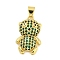 Brass Micro Pave Cubic Zirconia Pendants, Cadmium Free & Nickel Free & Lead Free, Real 18K Gold Plated, Bear, Dark Green, 21x13x6mm, Hole: 3x5mm