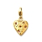 Heart 304 Stainless Steel Rhinestones Pendant Decorations, Ion Plating(IP), with Lobster Claw Clasp, Real 14K Gold Plated, Fuchsia, 16.5x13.5x2mm