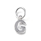 925 Sterling Silver Letter Charms, with Jump Rings and 925 Stamp, Silver Color Plated, Letter G, 8x5x0.8mm, Hole: 4mm