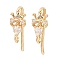 Brass Micro Pave Clear Cubic Zirconia Crown Earring Hooks, Long-Lasting Plated, Nickel Free, with Loop, Real 18K Gold Plated, 13x6x8mm, Hole: 1.2mm, Pin: 1mm