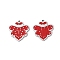 304 Stainless Steel Red Enamel Charms, Bees Charm, Stainless Steel Color, 15x14x1.5mm, Hole: 1mm