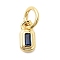 Brass Cubic Zirconia Charms, Rectangle Charms, Cadmium Free & Lead Free, Real 18K Gold Plated, Long-Lasting Plated, Prussian Blue, 7.5x4x2mm, Hole: 3mm