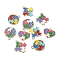 10Pcs 5 Styles Alloy Enamel Pendants, Autism Puzzle Charm, Heart & Flat Round & Rhombus, Colorful, 19~25x20~22.5x1~1.5mm, Hole: 2mm, 2pcs/style