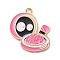 Alloy Enamel Pendants, Halloween Themes Charms, Golden, Flower, 26.5x22.5x1.2mm, Hole: 2mm