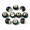 Handmade Porcelain Beads, Rondelle, Fancy Antique Glazed Porcelain, Teal, 8.2~9x7~7.5mm, Hole: 2.5~3mm