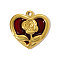 304 Stainless Steel Enamel Pendants, Heart with Flower Charms, Ion Plating(IP), Real 18K Gold Plated, 25x25mm