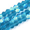 Imitate Austrian Crystal Bicone Frosted Glass Beads Strands, Grade AA, Faceted, Steel Blue, 3.5~3.8x3mm, Hole: 0.8mm, about about 107~110pcs/strand, 32.5~34cm