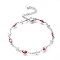 304 Stainless Steel Link Bracelets, with Enamel and Lobster Claw Clasps, Evil Eye & Cross, Stainless Steel Color, Red, 7-1/4 inch(18.5cm)