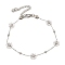 304 Stainless Steel Link Chain Bracelets, Acrylic Pearl for Women, Stainless Steel Color, 7-7/8 inch(20cm)
